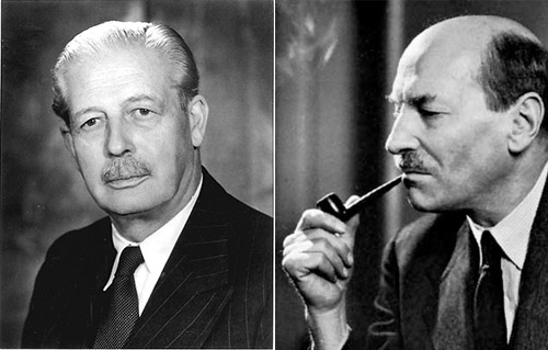 Harold Macmillan (Con) and Clement Attlee (Lab)