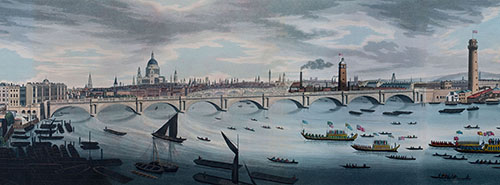 A beautiful panorama featuring St Paul's and old Blackfriars Bridge. 