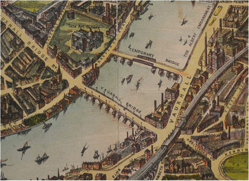 aerial view of temporary bridge